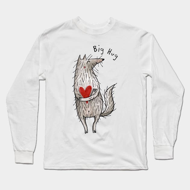 Big Hug - Little Wolf With A Big Heart  #RBSTAYCAY Long Sleeve T-Shirt by JunieMond